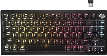Corsair K65 Plus Wireless 75% RGB Hot-Swappable Mechanische Gaming-Tastatur – Vorgeschmierte taktile MLX Fusion-Switches – Zwei Schichten Sound Dämpfung – PBT Keycaps – QWERTY NA – Schwarz