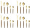 Küchenbesteck-Set aus 18/8 Edelstahl, einzigartiges Griffdesign, inklusive Messer/Gabel/Löffel (runde Holzmaserung ohne Geschenkbox (20-teiliges Set, Gold))
