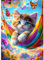 AIRDEA Katze Diamond Painting Erwachsene, DIY 5D Bunte Blume Diamant Painting Bilder, Bastelset Erwachsene Frauen als Haus Wanddeko 30x40 cm