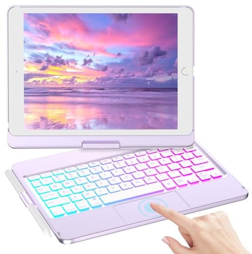 TQQ Hülle mit Tastatur für iPad A16 11 Generation 2025/10 Generation 2022(11/10.9 Zoll), mit Präzisions-Trackpad, Notebook-ähnlicher Tastatur mit 7-Farbige Hintergrundbeleuchtung, 360° Drehbar