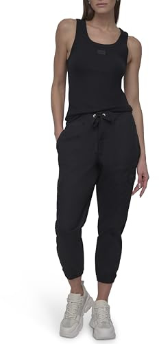 DKNY Pantalon de Jogging Cargo en sergé avec Cordon de Serrage à Taille côtelée pour Femme