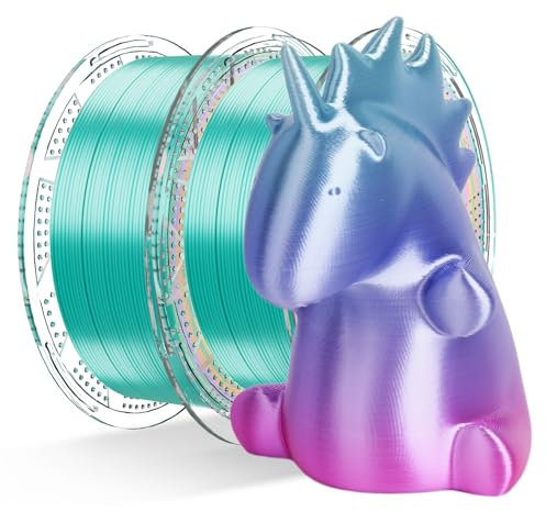 Conjure Silk Rainbow PLA 3D Drucker Filament, Multicolor Rainbow PLA Pink Lila Grün Gelb Candy Filament 1.75mm 3D Druck Filament 2KG/4.4LB
