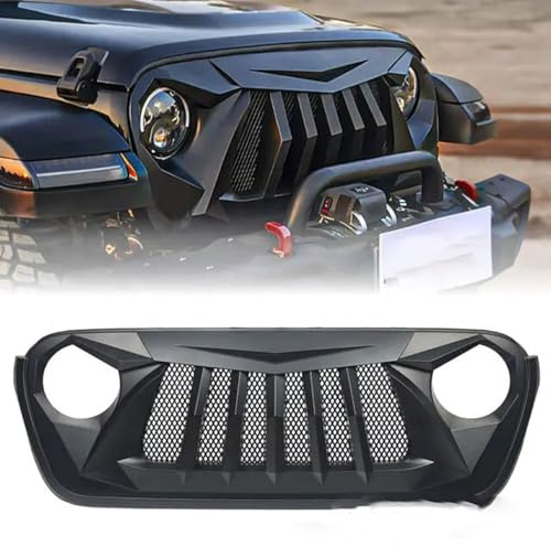 LGDONGFC Auto Kühlergrill für Jeep Wrangler 2018 2019 2020 2021 2022 2023 2024, Frontgrill Frontstoßstange Kühlergrille Grill Central Grille Karosserie Ersatz Zubehör