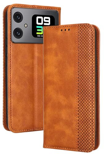 Topme Coque pour Smartphone, Compatible with Cubot A20 (6.75 inches) Etui Housse, Étui de Téléphone en Cuir avec Fente pour Carte Texturée élégante.Marron