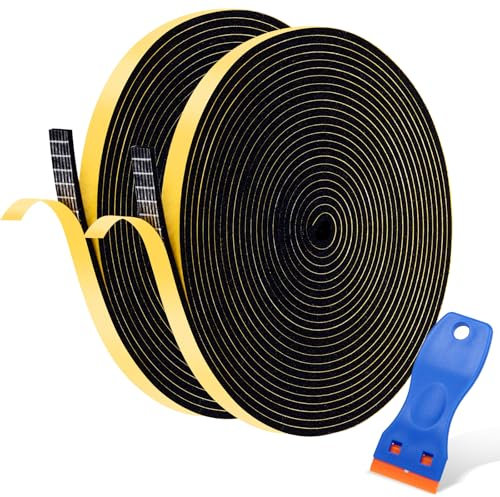 2 x 5 m cinta de sellado de vitrocerámica autoadhesiva 7 mm x 2 mm cinta de sellado para placa de inducción con rascador pequeño cinta de sellado autoadhesiva de goma espuma para placa de inducción,