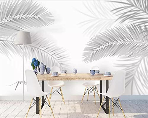 Papier peint mural 3D motif palmier tropical gris fond noir et blanc 200 cm x 140 cm