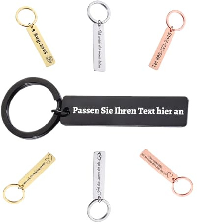 Schlüsselanhänger Personalisiert mit Gravur - Beidseitige Gravur möglich Text Telefonnummer Name, personalisiertes Schlüsselanhänger-Geschenk füR MäNner Freund