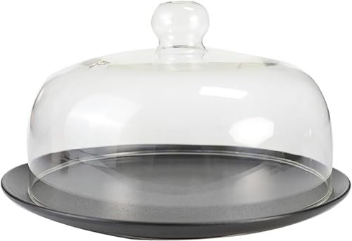 Couvercle en Verre Borosilicate pour Micro-Ondes, Anti-éclaboussures, Cloche Multifonction pour gâteau, poignée Ergonomique, Compatible Lave-Vaisselle (transparent,23cm)