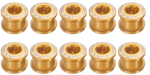 QUARKZMAN 10 Stück Einfache Kettenblatt-Schrauben M8 Aluminiumlegierung Fahrrad Kurbelgarnitur Mutter Kettenblatt-Schrauben für Rennrad Mountainbike, Gold