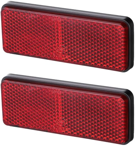 SynHHergyx 2 Stück Rot Rechteck Reflektor 8.8x3.4cm Selbstklebend Katzenaugen Reflektor für Fahrrad, Anhänger, LKW, RV, Torpfahl, Zaun