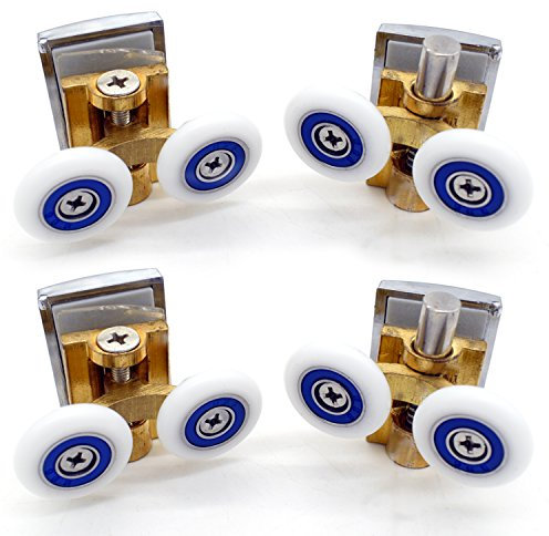 Ersatz-Kupfer-Duschtür-Befestigungsrollen in Chrom – 2 x oben und 2 x unten – passend für Glas 4–6 mm