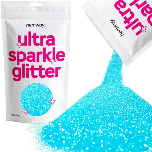 Hemway Ultra Sparkle Glitter - Baby Blue Iridescent | Metallic Flakes for Resin & Epoxy Crafts | Supplies for Tumblers, Festival, Hair, Face, Body, Eye & Nail Art Decoration | 100 g