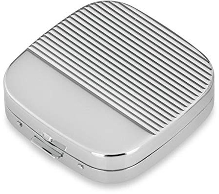 kleine quadratische Pillendose verchromt mit Fadendekor 6 cm - mit Kunststoffeinsatz - 3 Fächer - Mini Pillenbox für unterwegs, die Handtasche, Hosentasche, als Geschenk