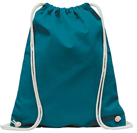 MyShirt Baumwoll Turnbeutel 38 x 46cm unbedruckt mit Kordelzug - 19 Farben - Jutebeutel OEKO-TEX® geprüft Gym Sack zum bemalen, Farbe:petrol