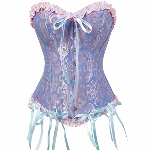 Josamogre Encaje corsés y Bustiers erotico Vintage Sexy Top Talla Grande Lingerie Azul M