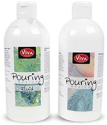 Pouring Kennenlern-Set Medium & Medium Fluid (2 x 500 ml) für Leinwand & Staffelei. Für Gießanwendungen & Fließtechniken mit Acryl Farbe. Geeignet als Gieß-Farbe für Puddle-Pouring Dirty-Pouring