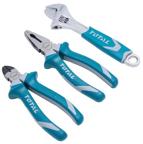Total Tools Juego de 25 herramientas de mano – alicates, cortadores laterales, llave, destornillador