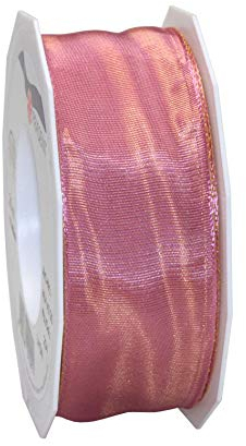 Präsent Lyon Band mit Drahtkante Blush, 25 m Dekoband zum Verzieren & Basteln, 40 mm Breite, leicht biegsames Schleifenband, für Festliche Dekos zu besonderen Anlässen
