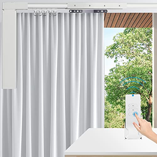 Electric Curtain Tracks 87-244 Smart Curtains Motorized Opener Curtains Rod with Remote Control (157'')