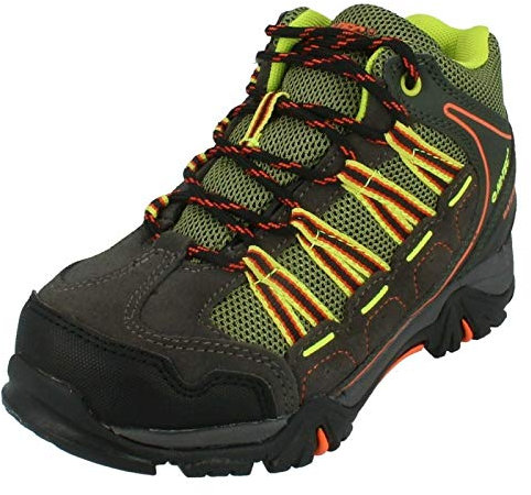Hi Tec Jungen Wasserdichte Stiefeletten Forza Mid WP Jr - Anthrazit/Garten Grün/Rot Orange - UK Größe 11 - EU Größe 30 - US Größe 12