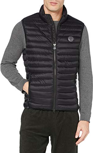 Marc O'Polo Herren Steppweste mit Stehkragen wasserabweisend, Schwarz (Black), XS