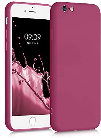kwmobile Hülle kompatibel mit Apple iPhone 6 / 6S Hülle - gummierte TPU Silikon Handyhülle - Schutzhülle für kabelloses Laden - Case in Himbeer Pink