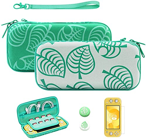 JINGDU Tragetasche für Nintendo Switch Lite, 4 in 1 schützende Aufbewahrungstasche Set mit 8 Spielkartenschlitzen für Switch Lite Konsole Inklusive Bildschirmschutz & Tastenkappen & Handschlaufe