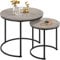Yaheetech Round Nesting Coffee Table Set of 2, Stacking End Side Table with Metal Frame, Sofa Tea Table for Small Space/Living Room/Bedroom, Grey, 60 x 60 x 50.5cm