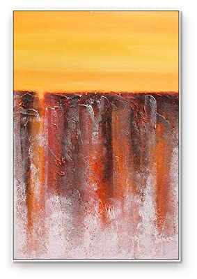 MWMG Handgemalte Acrylbilder, Orange Abstrakte Postmoderne Kunst Luxus Kunstwerk Handgemalte Ölgemälde Auf Leinwand Wandkunst Für Wohnzimmer Schlafzimmer Büro Wohnkultur,50X70Cm (20X28Inch)