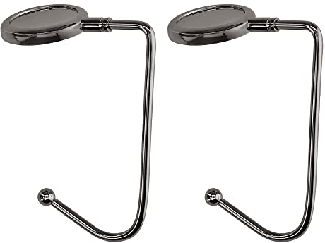 kwmobile 2x Gancio Borsa da Tavolo - Appendi Borsa in Alluminio Antiscivolo Antigraffio - Set Appendiborsa per Tavoli e Scrivanie max. 3kg - nero
