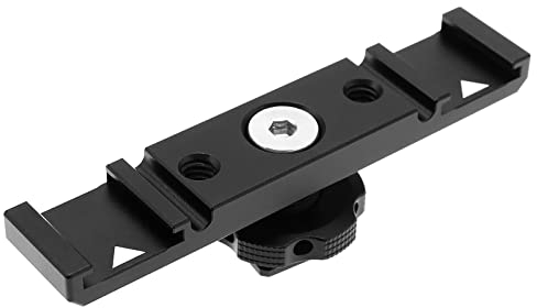 eMagTech Blitzschuhadapter Kamera Dual Cold Shoe Kalte Schuhhalterung Aluminiumlegierung Blitzschuh Verlängerungsstange für Mikrofon Blitz LED-Leuchten Monitore 1/4 Gewindeloch