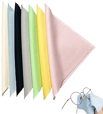 Yoezuo 7 Piece Eyeglass Cleaning Cloth, 18 x 15cm Microfiber Glasses Cleaning Cloths Glass Wipes for Eyeglasses, Screens, Tablets, Mobile Phone, Camera (7 Colors)