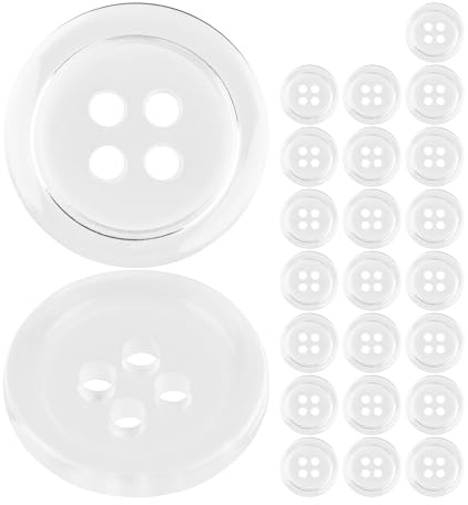 Knappar för kläder, 24 st, 4-hålade, Ø 17,8 mm, transparenta, av polyester, storlek 28L, hartsknappar för jacka, rock, skjorta, polotröja, DIY-knappharts, tvättknappar, basknapp, hantverksknappar