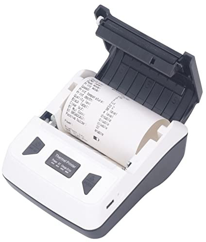 Impresora de Recibos Bluetooth, Mini Impresora Portátil de 80 Mm para Boletos de Recibos, Impresora Térmica Móvil, Compatible con Windows XP, IOS, Tableta Android, Blanco