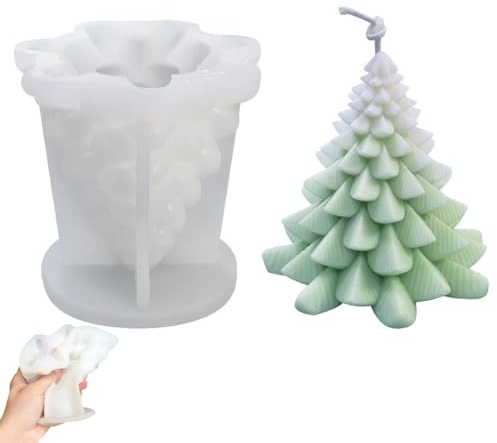 3D Weihnachtsbaum Kerzenform,Kerzenformen zum Gießen Weihnachtsbaum,Kerzen Gießen Formen Weihnachten,Kerzenform Silikon Weihnachten,3D Kerzengießform (B)