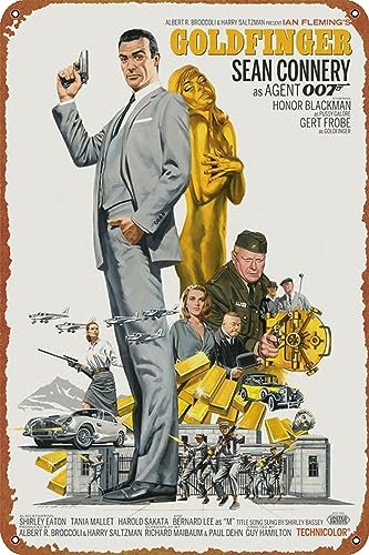Goldfinger Filmposter, lustiges Metall-Blechschild, Retro-Wanddekoration für Zuhause, Tor, Garten, Bars, Restaurants, Cafés, Büro, Geschäft, Pubs, Club, Geschenk, 30,5 x 20,3 cm