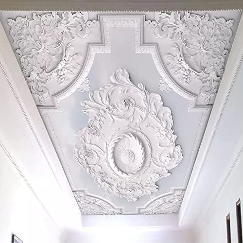SABORR Décoration de toit murale 3d plafond papier peint blanc gaufré ligne de plâtre salon chambre à coucher mur art sticker peinture