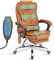 Blisswood 8 Point Massage Office Chair For Home Office,Executive Office Chair With Footrest 130° Reclining Computer Desk Chairs Adjustable Height 360° Swivel Recliner Chair (Gold Brown)