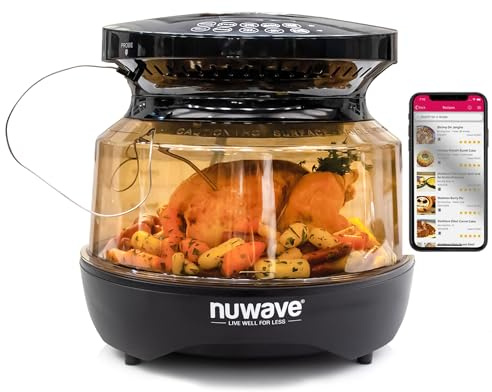Nuwave Primo Grill PFAS senaste ingreppsugn med konvektionstopp och grillbotten, smart termometer, perfekt för fryst eller kall matlagning med värme