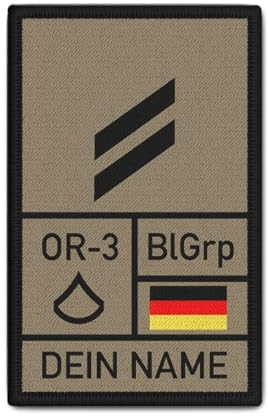 Copytec Rank Patch 9,8x6cm OG Tropen mit Namen und Blutgruppe Obergefreiter Bundeswehr #39305