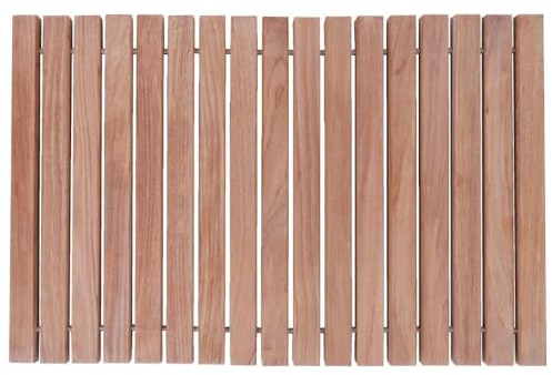 Nordic Style Teak Dusch- und Badewannenmatte – für den Innen- und Außenbereich – rutschfeste Holzplattform für Sauna, Pool, Whirlpool, Bodenbelag und Schutz (natürliches Finish, 60 x 40 cm)