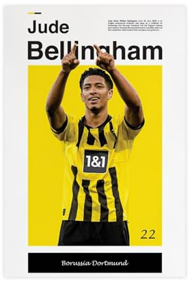 Jude Bellingham Fußball-Poster, 50 Stück, Leinwand, Schlafzimmer, Dekoration, Sport, Landschaft, Büro, Raumdekoration, Geschenk, ungerahmt, 30 x 45 cm