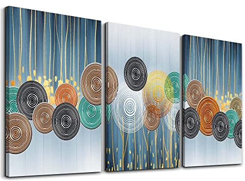MHARTK66 Abstrakte Farbige Kreise Bilder, Navy Blau Leinwand Wandkunst Modern Wandbilder Wohnzimmer Schlafzimmer Esszimmer Küche Büro und Badezimmer