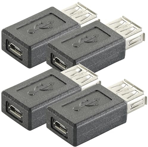 auvisio Lot de 4 adaptateurs USB 2.0 femelle vers micro USB B femelle