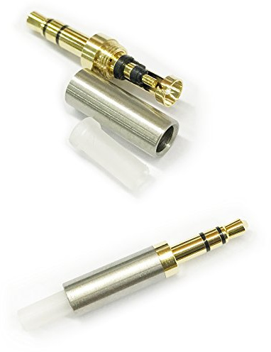 ABLET 2 Pack Gold 1/8 3.5mm 3 Pole TRS Male Repair Headphone Jack Plug Metal Audio Soldering Headset Connector Silver