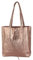 modamoda de - T253 - Ital. Henkeltasche mit Innentasche aus Leder, Farbe:Rosé-Metallic
