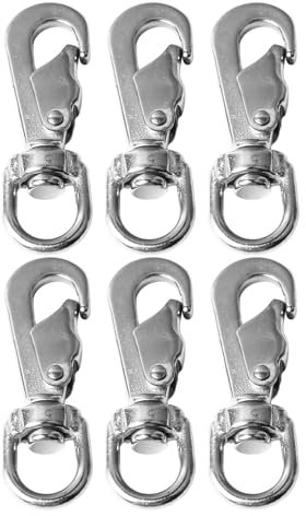 Kuuleyn 6Pcs Stainless Steel Flag Clips for Flagpole Rope Rotating Eye Snap Diving Spring Hooks Key Chain Clip Hooks Swivel Lanyard Snap Hook Keychain for Dog Leashes Keychains