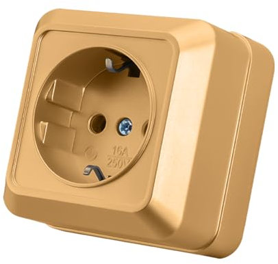 Prise murale saillie,Set de prises électriques murales,Prise murale d'intérieur 250V AC 16A,Prise de terre or couleur