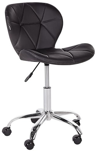Beliani Barstuhl Sitzhocker Hocker mit Rollen schwarz Kunstleder ohne Armlehnen Valetta