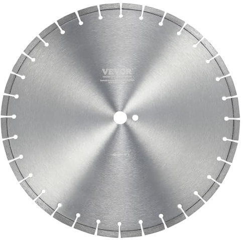 VEVOR Lama per troncatrice diamantata per calcestruzzo da 45 cm lavori a secco o a umido, Lama per troncatrice a segmenti diamantati da 12 mm con denti piatti, diametro del foro centrale 25,4 mm